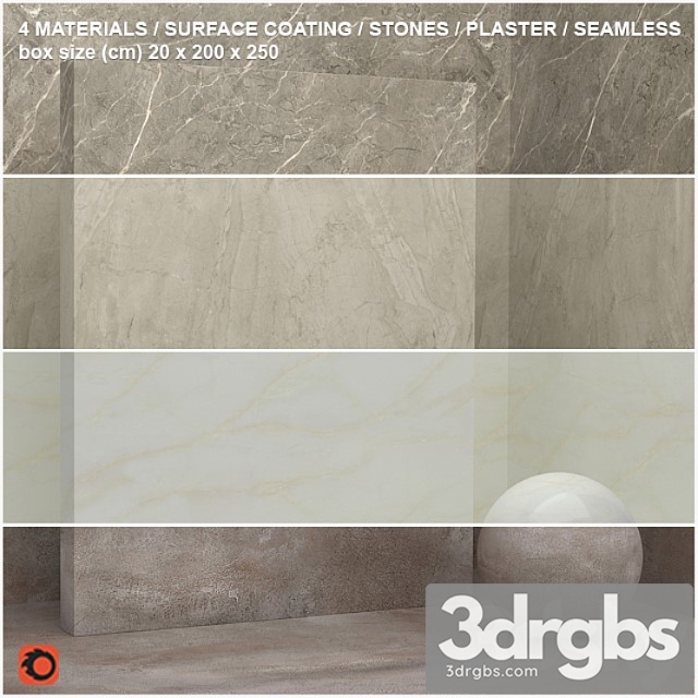 4 materials (seamless) – stone plaster – set 13 3dsmax Download - thumbnail 1