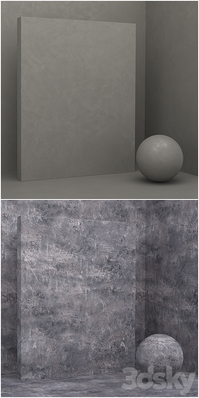 4 materials (seamless) – stone plaster – set 14 3DS Max Model - thumbnail 3