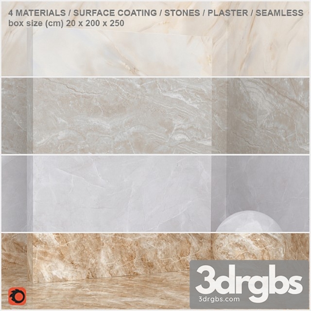 4 materials (seamless) – stone plaster – set 6 3dsmax Download - thumbnail 1