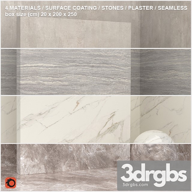 4 materials (seamless) – stone plaster – set 7 3dsmax Download - thumbnail 1