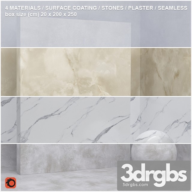 4 materials (seamless) – stone plaster – set 8 3dsmax Download - thumbnail 1