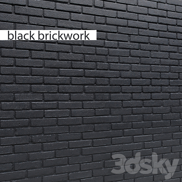 black brickwork stonework brick loft decorative panel wall 3ds Max - thumbnail 1