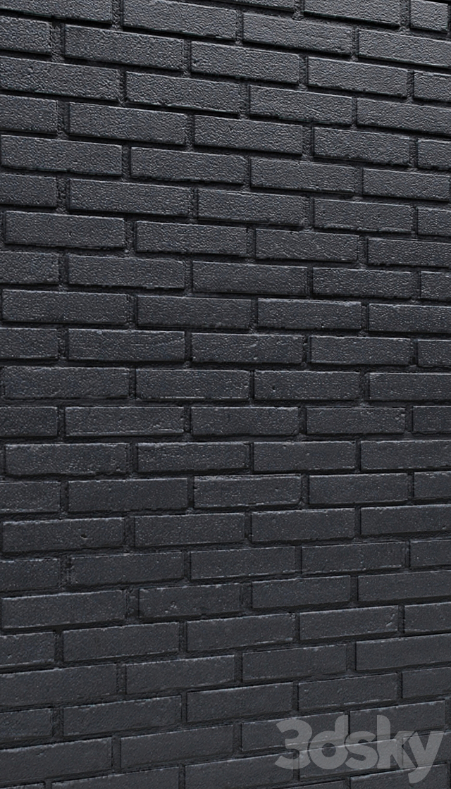 black brickwork stonework brick loft decorative panel wall 3ds Max - thumbnail 2