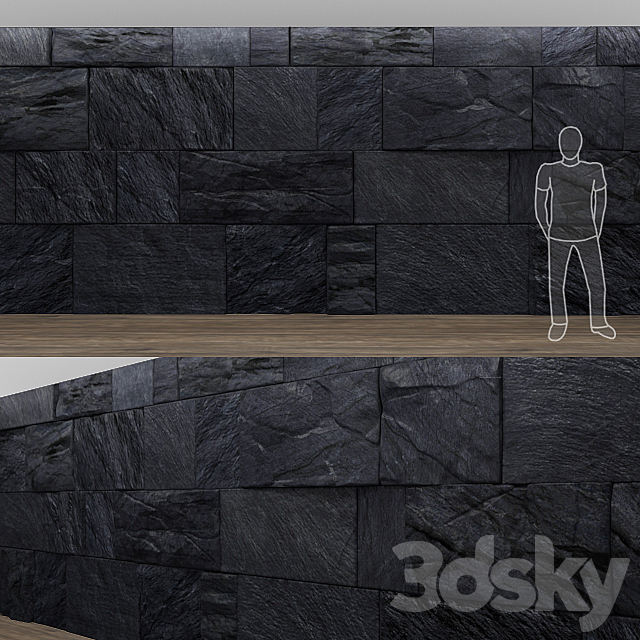 black wild stone wall 3DSMax File - thumbnail 1