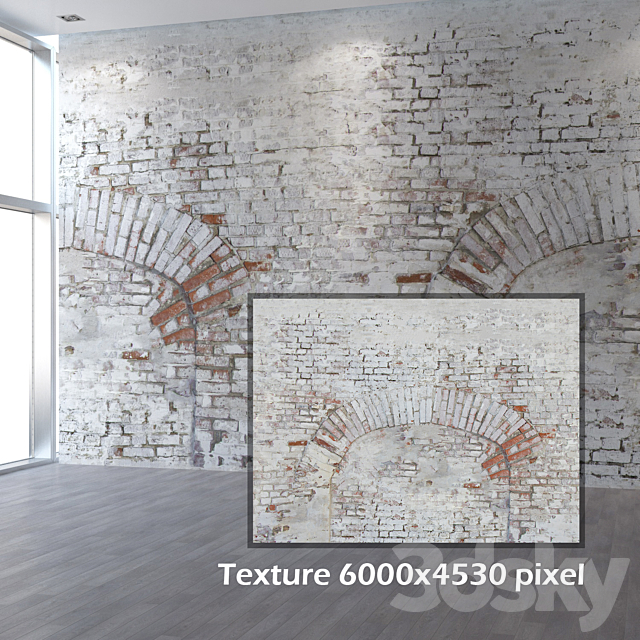 Brick wall 59 (with a blocked arch) 3DS Max Model - thumbnail 2