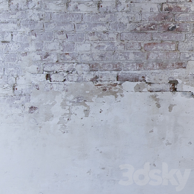 Brick wall 60 (with old plaster) 3DS Max Model - thumbnail 3