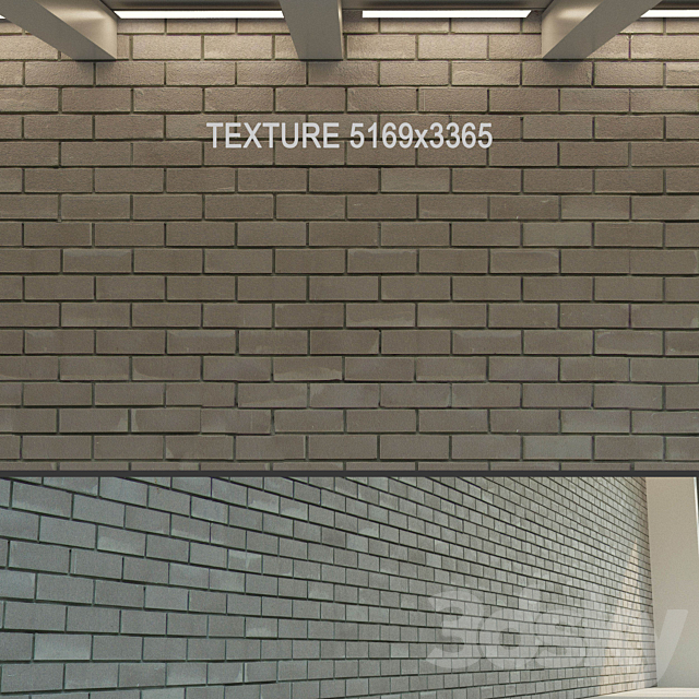 Brick wall (dark brick) 3DS Max Model - thumbnail 2