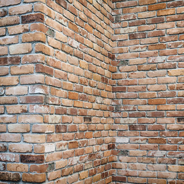 Brick wall with corners 3DSMax File - thumbnail 1