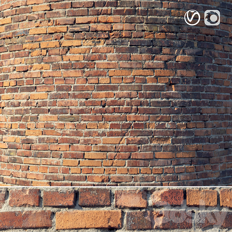 Brick wall with damage (material) 3DS Max - thumbnail 1