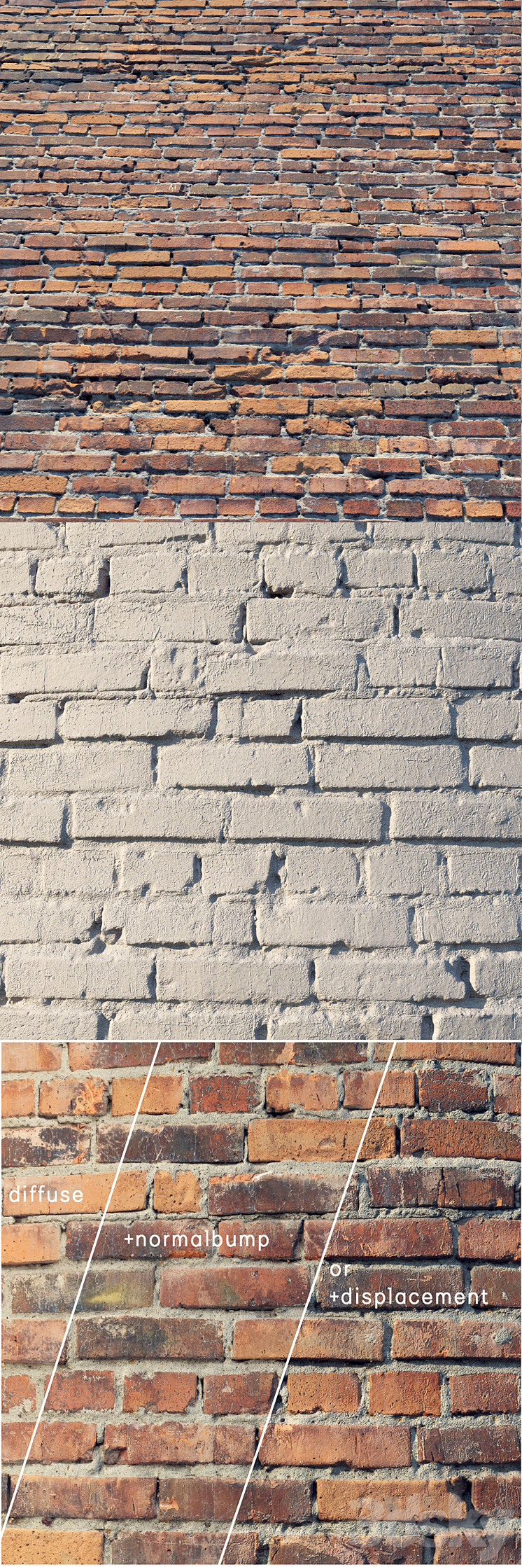 Brick wall with damage (material) 3DS Max - thumbnail 2