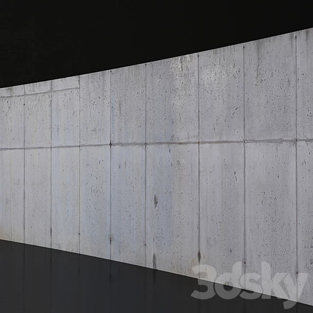 Concrete wall 25m long 3ds Max - thumbnail 2