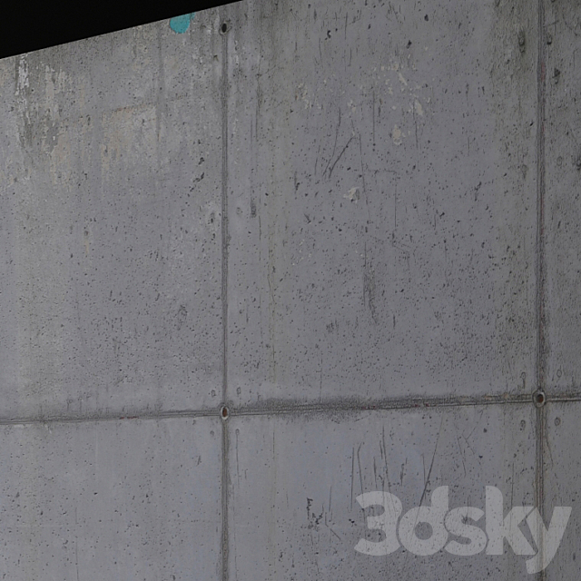 Concrete wall 25m long 3ds Max - thumbnail 3