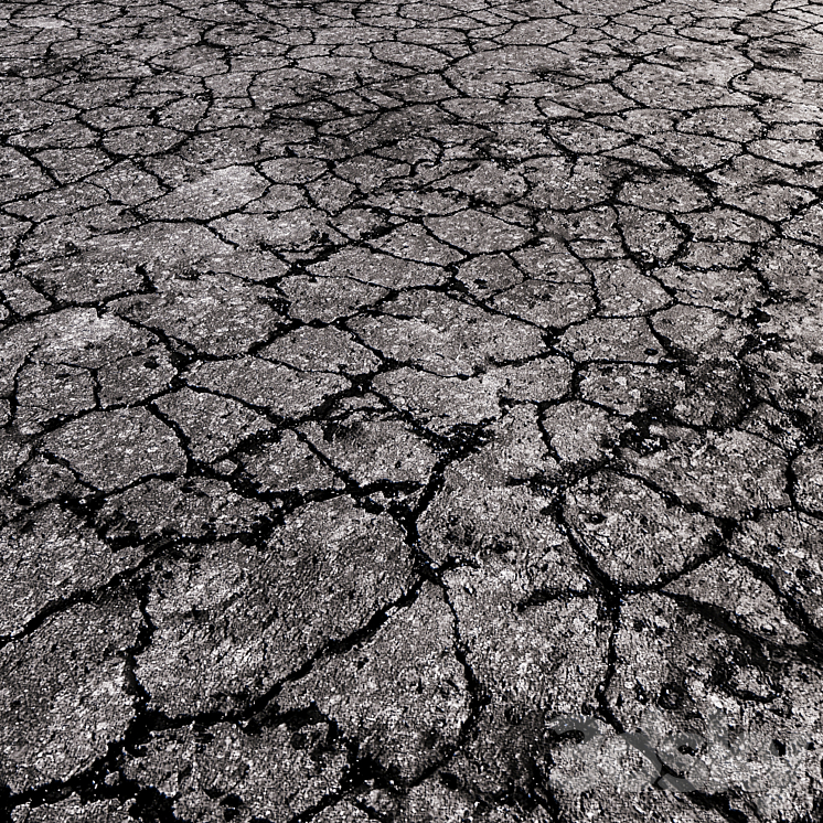 Cracked asphalt | Seamless | PBR 3DS Max Model - thumbnail 2