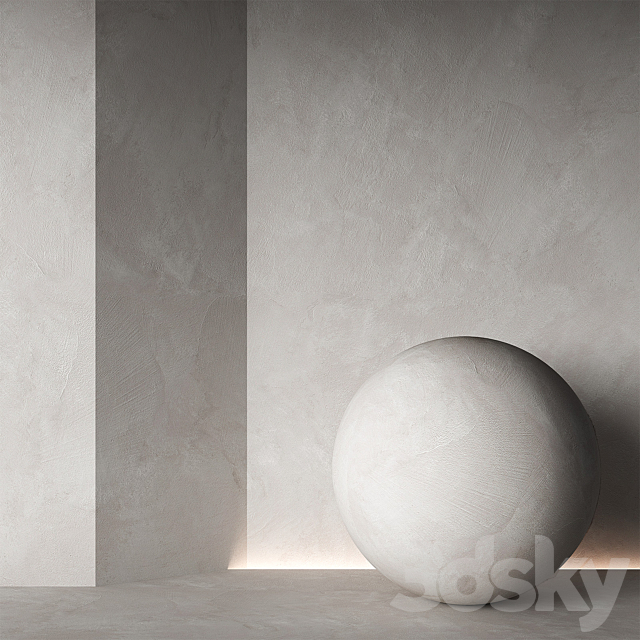 Decorative plaster material. Beige white. Seamless 4K. 3DS Max Model - thumbnail 2