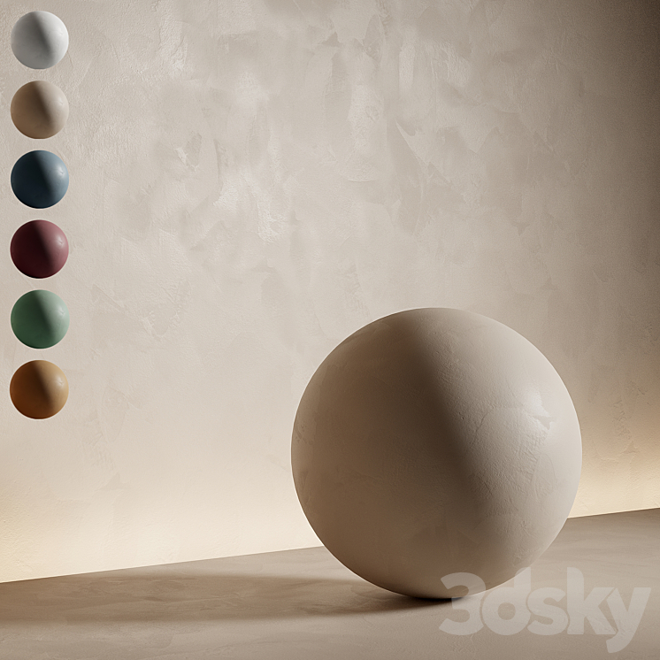 Decorative plaster. Seamless decorative plaster material 6 colors. 41 3DS Max Model - thumbnail 1