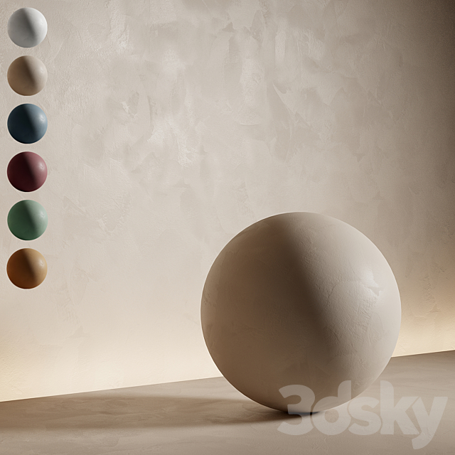 Decorative plaster. Seamless decorative plaster material 6 colors. 41 3DSMax File - thumbnail 1