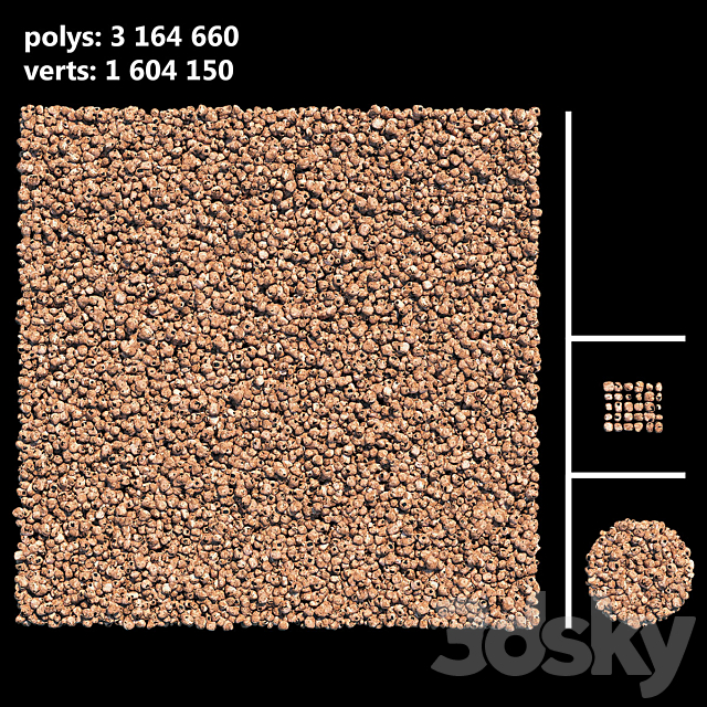 Expanded clay aggregate Hydroton 3ds Max - thumbnail 2