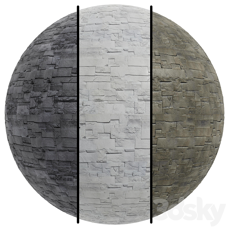 FB618 Dry Stack Faux Stone Siding covering | 3MAT | 4k | seamless | PBR 3DS Max Model - thumbnail 3