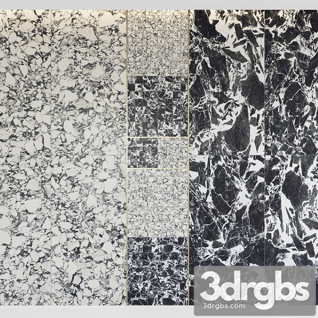 Floor Gres Pebble Fragment BW Marble Set 3 3dsmax Download - thumbnail 1