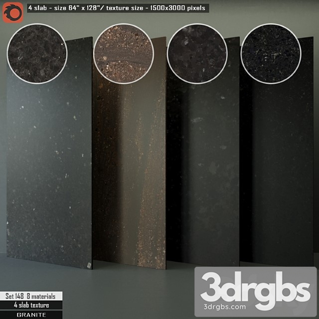 Granite slab set 148 3dsmax Download - thumbnail 1