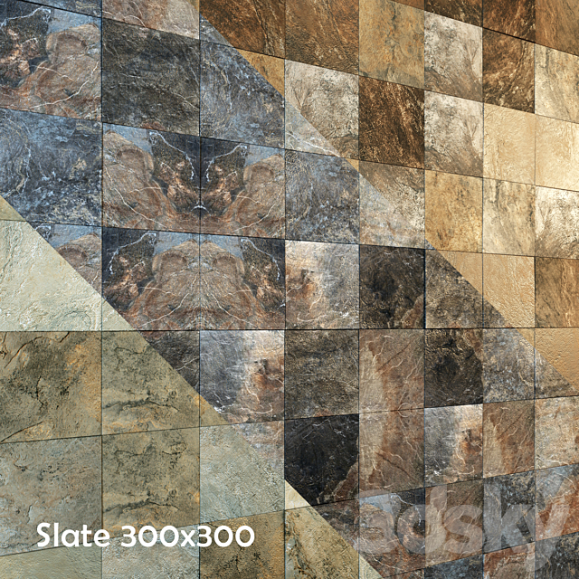 Indian slate in three colors 3ds Max - thumbnail 1