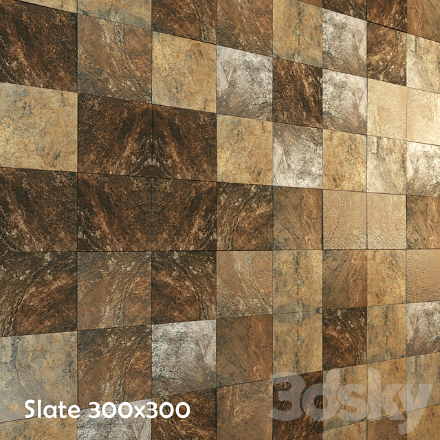 Indian slate in three colors 3ds Max - thumbnail 3