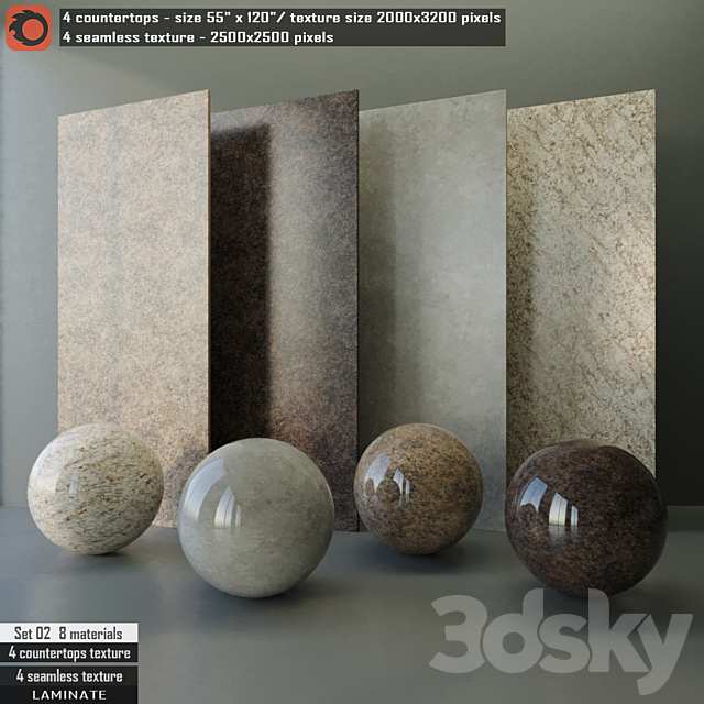 Laminate countertops & Seamless texture Set 02 3DSMax File - thumbnail 1