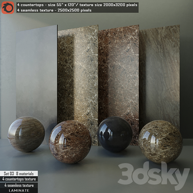 Laminate countertops & Seamless texture Set 03 3DSMax File - thumbnail 1