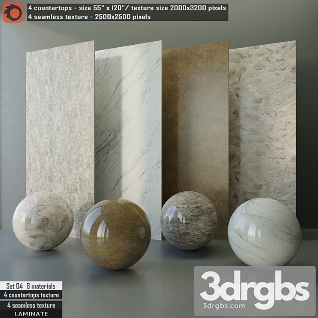 Laminate countertops & seamless texture set 04 3dsmax Download - thumbnail 1