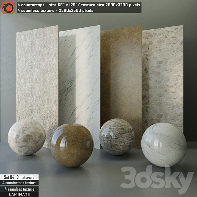 Laminate countertops & Seamless texture Set 04 3DSMax File - thumbnail 1