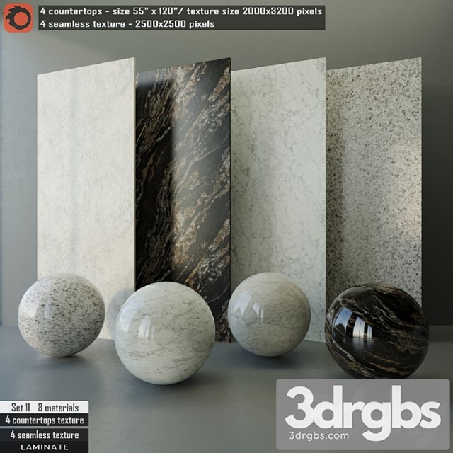 Laminate countertops & seamless texture set 11 3dsmax Download - thumbnail 1