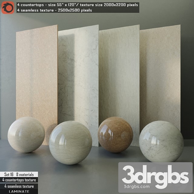 Laminate countertops & seamless texture set 16 3dsmax Download - thumbnail 1