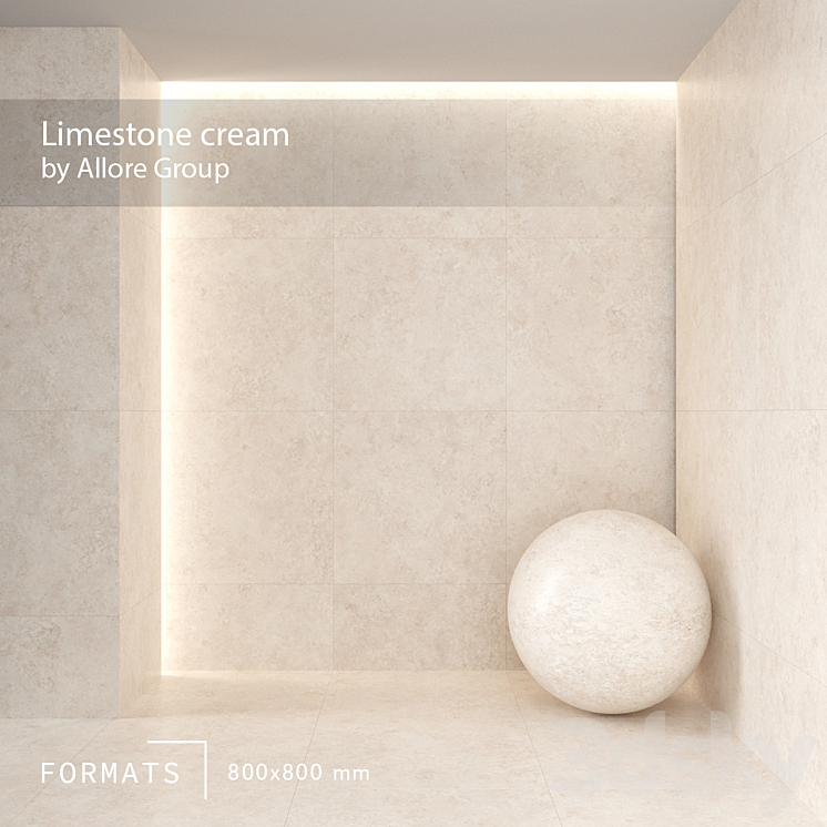 Limestone cream Floor\/Wall Tile 3DS Max Model - thumbnail 3