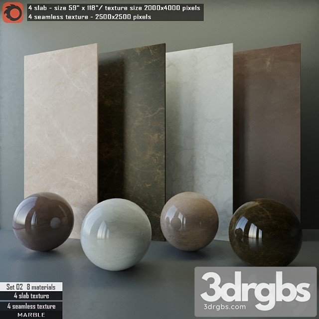 Marble slab & seamless texture set 02 3dsmax Download - thumbnail 1