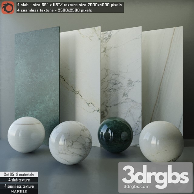 Marble slab & seamless texture set 05 3dsmax Download - thumbnail 1