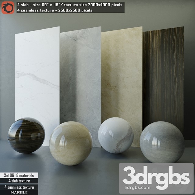 Marble slab & seamless texture set 06 3dsmax Download - thumbnail 1