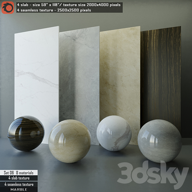 Marble slab & Seamless texture Set 06 3DSMax File - thumbnail 1