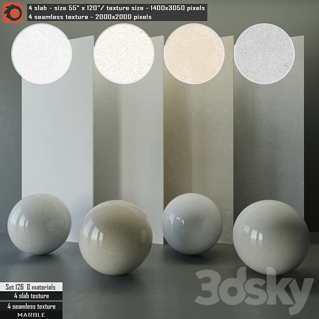 Marble Slab & Seamless texture Set 126 3ds Max - thumbnail 1