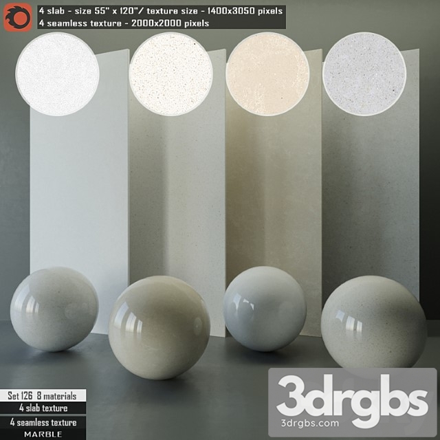 Marble slab & seamless texture set 126 3dsmax Download - thumbnail 1