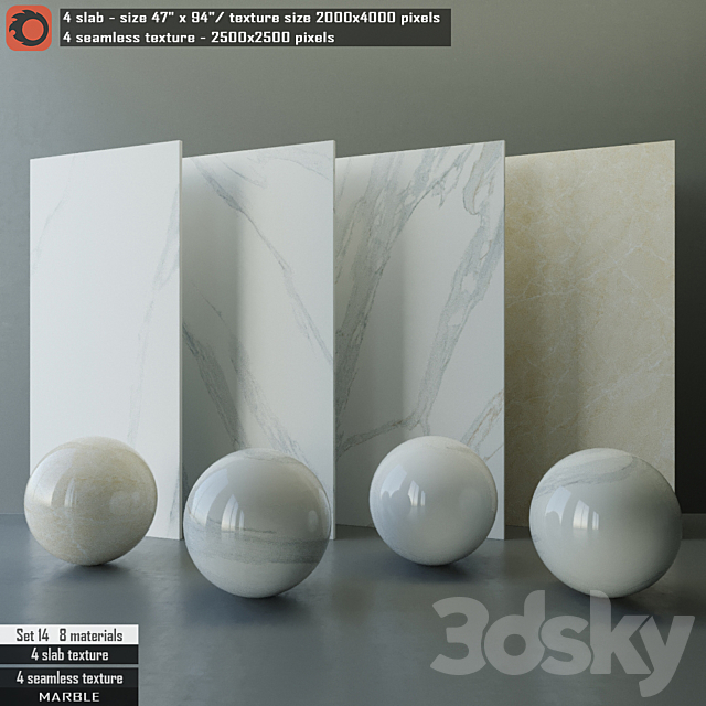 Marble slab & Seamless texture Set 14 3DSMax File - thumbnail 1