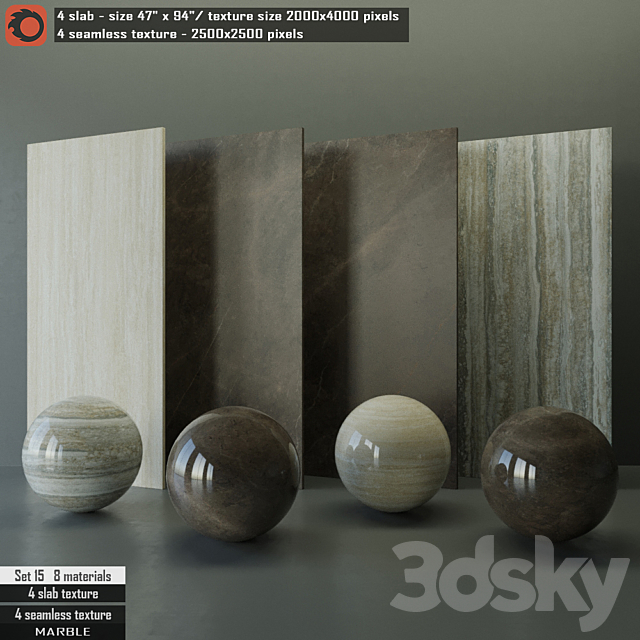 Marble slab & Seamless texture Set 15 3ds Max - thumbnail 1