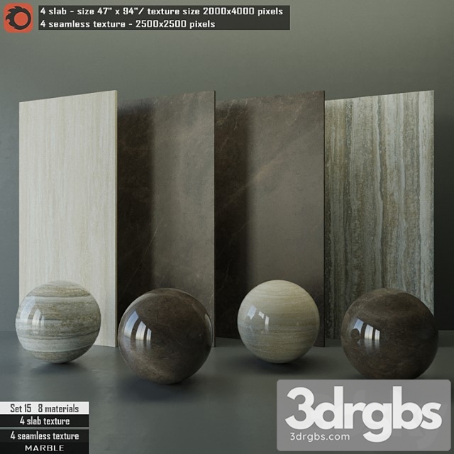 Marble slab & seamless texture set 15 3dsmax Download - thumbnail 1