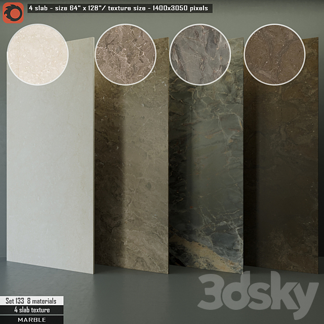 Marble Slab Set 133 3ds Max - thumbnail 1