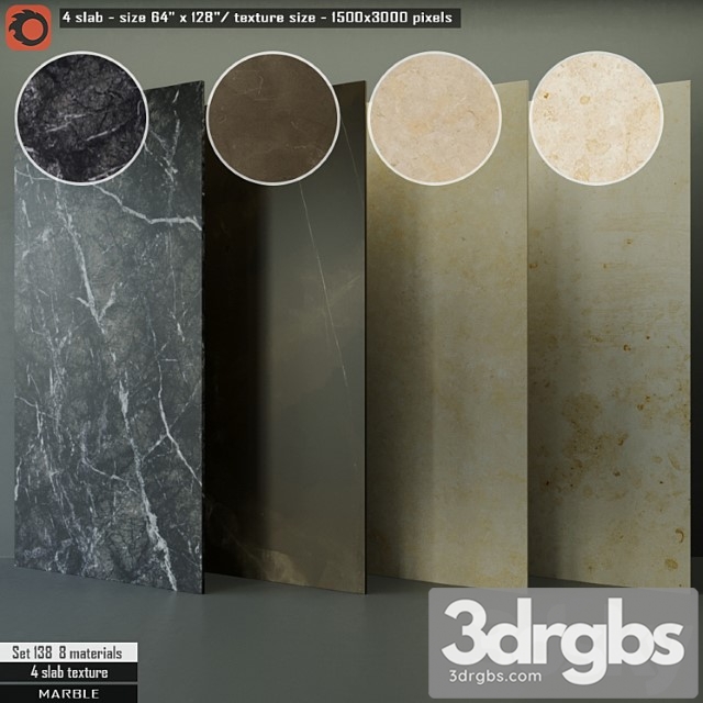 Marble slab set 138 3dsmax Download - thumbnail 1