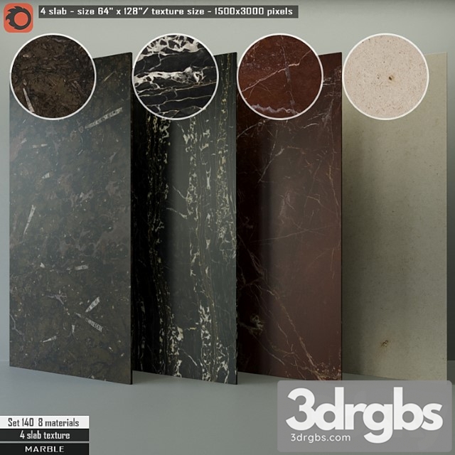 Marble slab set 140 3dsmax Download - thumbnail 1