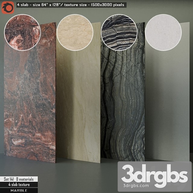 Marble slab set 141 3dsmax Download - thumbnail 1