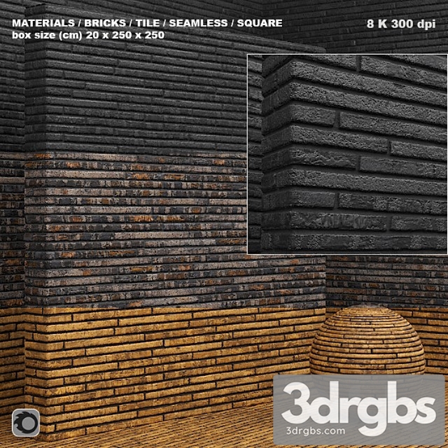 Material (seamless) – brick tile set 2 3dsmax Download - thumbnail 1