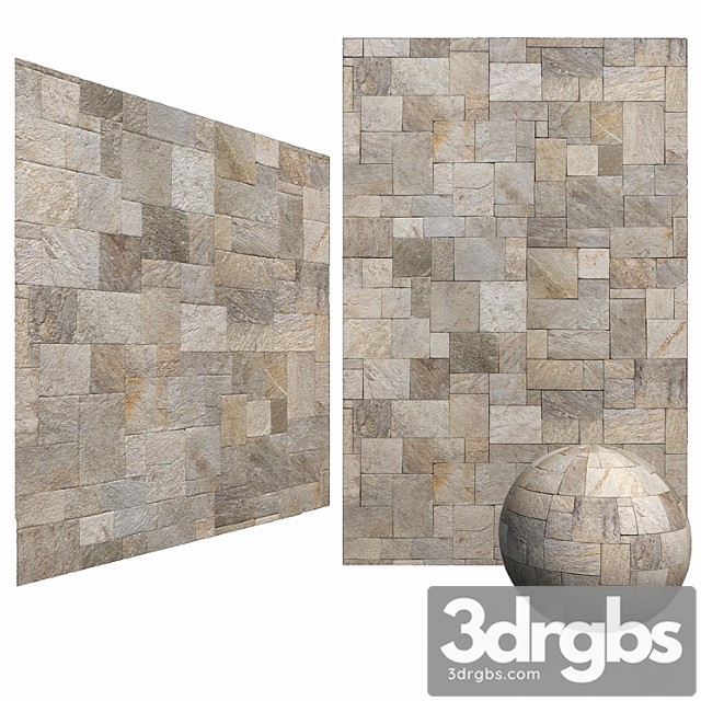 Mix Travertine French Pattern Stone Wall Floor 6k High Resolution Tileable 3dsmax Download - thumbnail 1