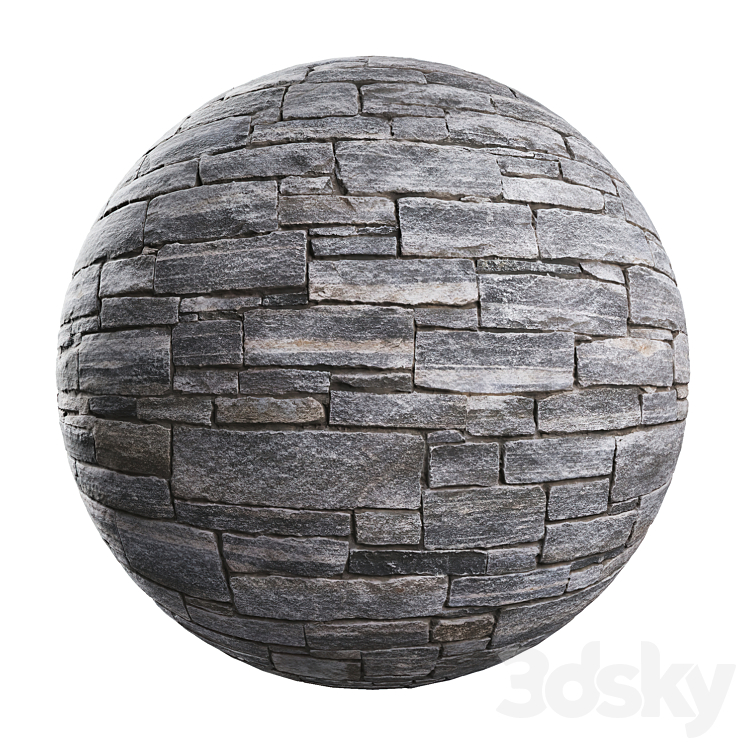 Natural stone wall 3DS Max Model - thumbnail 1