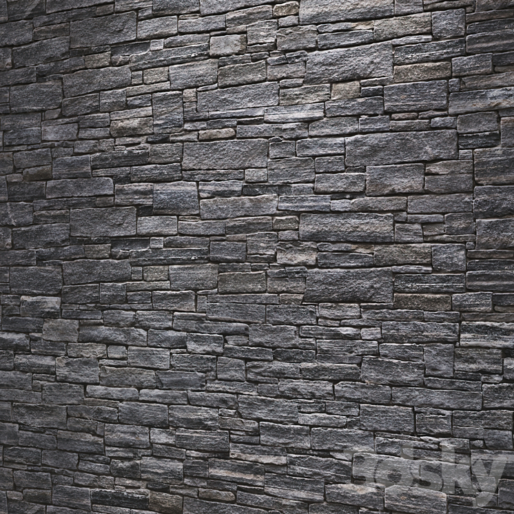 Natural stone wall 3DS Max Model - thumbnail 2